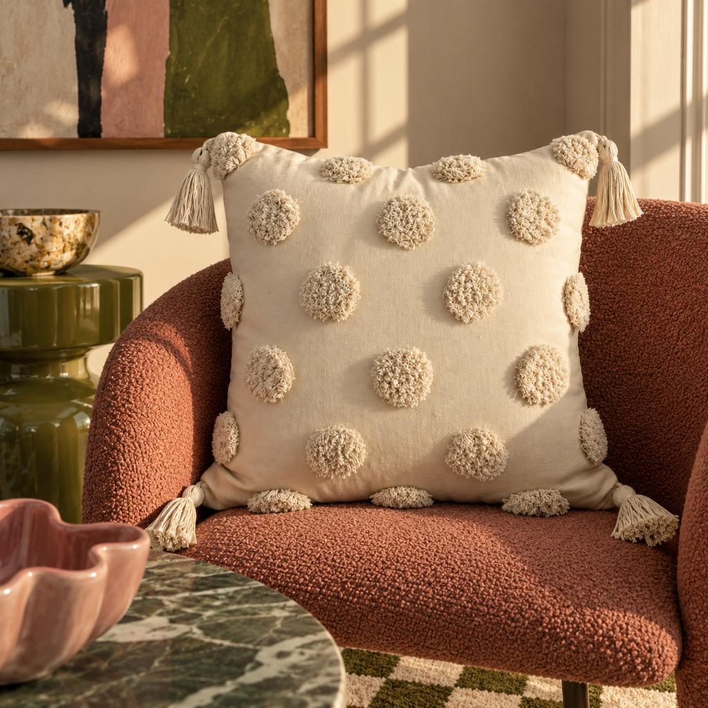 Tufted Pom-Pom Cushion Cover