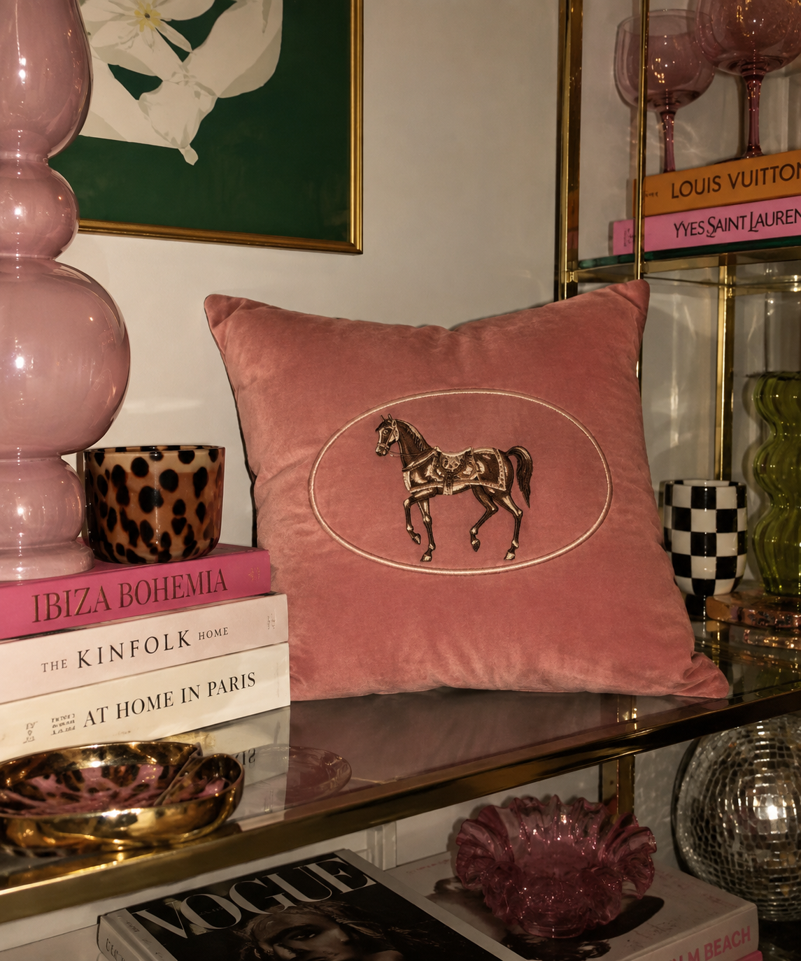 Equestrian Embroidered Cushion Cover