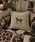Equestrian Embroidered Cushion Cover