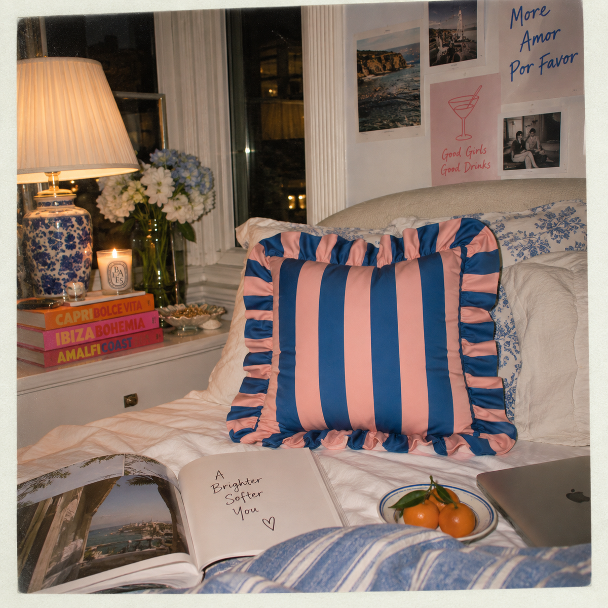 Striped Ruffle Cushion Cover