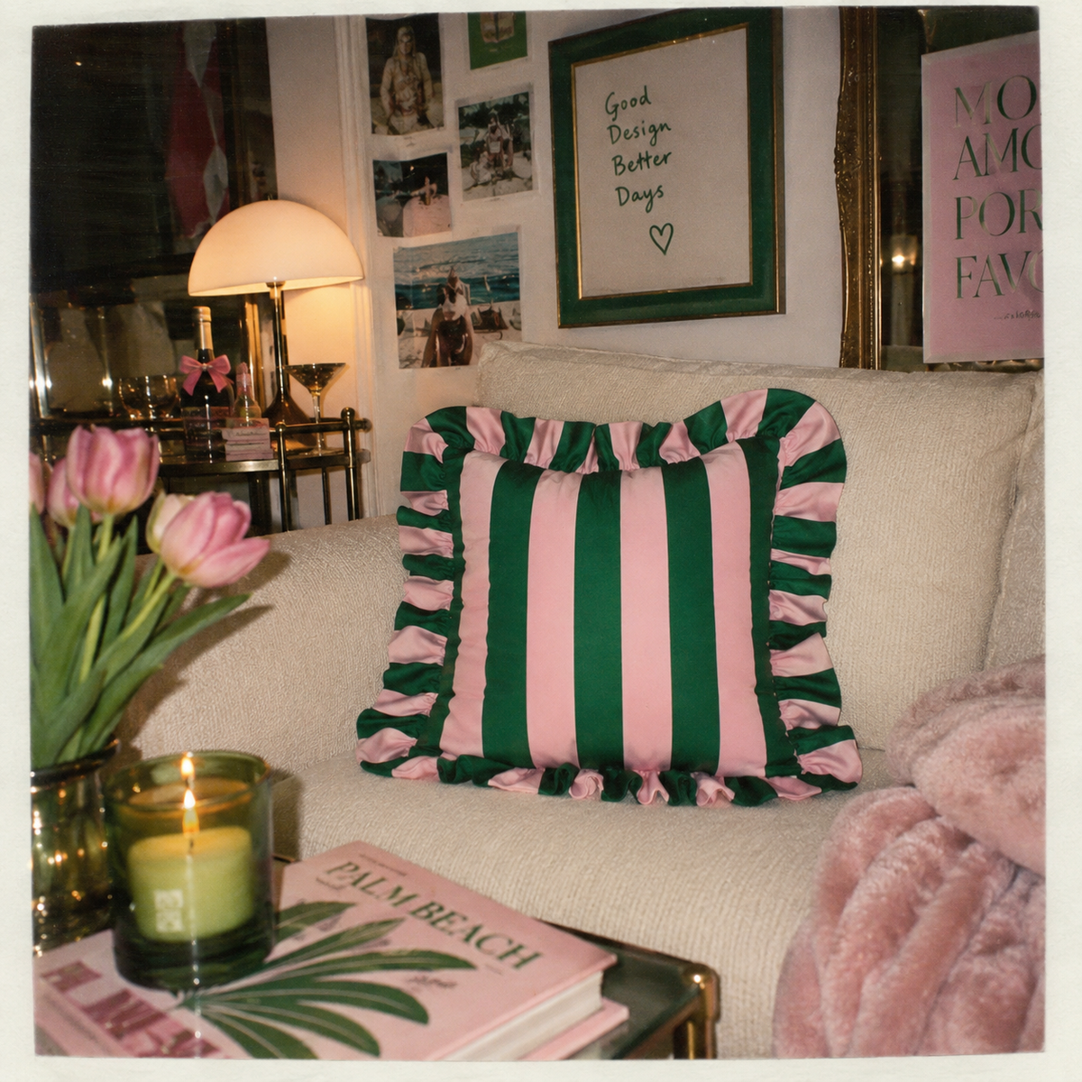 Striped Ruffle Cushion Cover